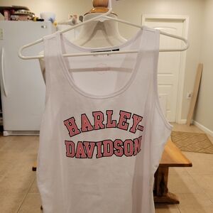 🏍EUC~💥HOT DEAL💥HARLEY-DAVIDSON WHITE & PINK TANK TOP